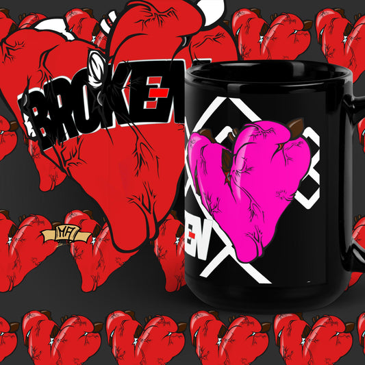 BrokenHearrted by The LowestoftheLows Black Mug (Pink)